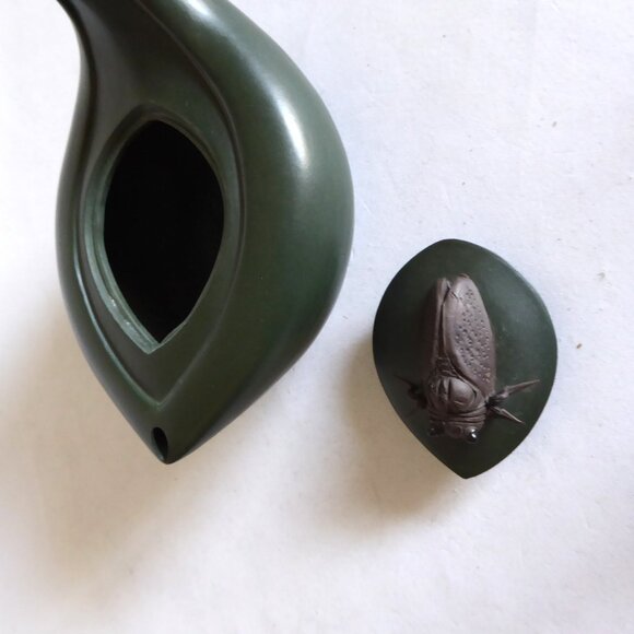 VINTAGE NEW TRADITIONAL CHINESE YIXING CICADA LEAF HANDMADE CLAY TEAPOT CUP SET - Picture 7 of 16